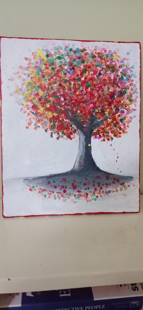 Ear Bud Painting Ideas, Buds Painting Ideas, Earbud Painting For Kids, Ear Bud Painting For Kids, Ear Buds Painting, Ear Bud Painting, Buds Painting, Thumb Painting, Painting Of A Tree