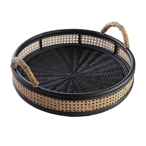 Material: Rattan Color: Natural & Black Handles: Rope * Dimension: D48 x H10 cm #Ship everywhere #EXW, FOB, CFR #Western Union, T/T, Paypal… #Hotline: +84 352 711 361 #Email: sale3.glovimex@gmail.com/glovimex@hotmail.com * Feel free to visit our website to get more exciting products: http://www.glovimex.com/ Bahamas Style, Round Rattan Tray, Tropical Luxe, Red Home Accessories, Party Serving Trays, Bamboo Placemats, Floor Furniture, Home Interior Accessories, Rattan Cane