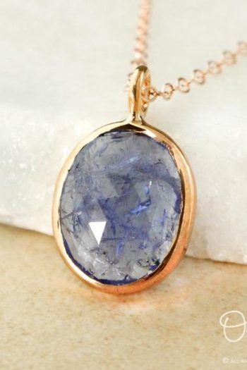 Hallmarked Briolette Necklace For Gift, Iolite Vermeil In Gold Anime, Grandidierite Jewelry, Dainolite Pendant, Iolite Necklace, Iolite Jewelry, Iolite Crystal, Raw Gemstone Jewelry, Crystal Necklace Pendant