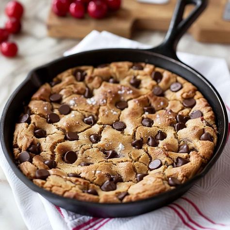 Mini Skillet Chocolate Chip Cookie, One Pan Chocolate Chip Cookie, Desserts In Cast Iron Skillet, 12 Inch Cast Iron Skillet Cookie, Small Cast Iron Skillet Recipes Desserts, Dutch Oven Chocolate Chip Cookie, Mini Skillet Cookie Cast Iron, Chocolate Chip Cookie In Cast Iron Pan, Small Skillet Cookie Cast Iron