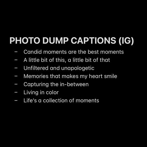 HERE⬇️ Save for your next photo dump posts and share to a creator friend that might need it #photodumpcaptions #captions #captionideas Insta Caption For Photo Dump, Instagram Caption For Dump Photos, Day Photo Dump Caption, Today's Dump Captions, Today’s Dump Caption, Insta Posts, Photo Quotes, Instagram Captions, Photo Dump