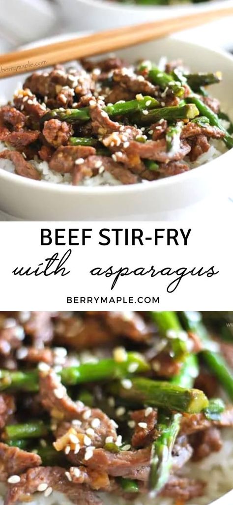 Crunchy Asparagus, Asparagus Stir Fry Recipes, Easy Beef Stir Fry, Asparagus Stir Fry, Maple Recipes, Beef Stir Fry Recipes, Asparagus Fries, Beef Stir Fry, Asian Flavors