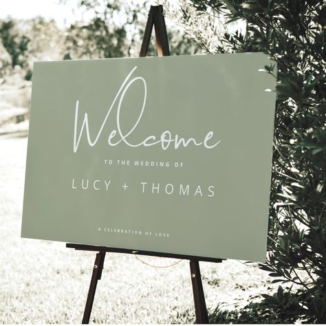 Welcome your guests in style with this beautiful sage green wedding welcome sign 💚 Perfect for setting the tone on your big day, our digital templates make it easy to create a personalized sign that reflects your wedding theme. Create a warm and inviting atmosphere for your loved ones. #loveandlunawedding #digitalweddingstationery #weddingtemplate #canvatemplates #weddingwelcomesign #sagegreenwedding #weddingplanning #weddinginspiration #weddingideas #weddingstyle #weddingdetails #weddingdecor Wedding Welcome Sign Green, Sage Green Wedding Table Setting, Green Stationary, Sage Wedding, Ceremony Signs, Sage Green Wedding, Digital Templates, Wedding Welcome Sign, Wedding Table Settings