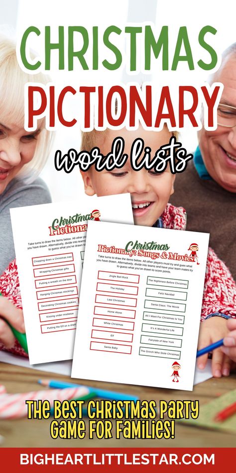 Bring the family together with Christmas Pictionary! This fun game features a words list that’s great for both kids and adults. It’s the perfect addition to any holiday event or Christmas party, offering lots of laughs and festive cheer. Don’t miss out on this must-have for your next holiday gathering. Christmas pictionary, christmas pictionary words list, christmas party games, fun family games, holiday party ideas, group games. Bring Me Game List, Holiday Pictionary Free Printable, Christmas Catch Phrase Game, Christmas Pictionary Ideas, Christmas Pictionary For Adults, Pictionary Words List Printables Funny, Christmas Pictionary Words List, Family Christmas Games For Adults, Christmas Pictionary Game Free Printable