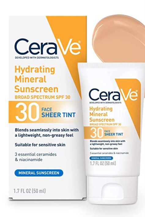 CeraVe Tinted Sunscreen, SPF 30, Hydrating Mineral Sunscreen, Zinc Oxide & Titanium Dioxide, Sheer Tint for Healthy Glow, affordable tinted sunscreen Pet Sunscreen, Tinted Mineral Sunscreen, Lotion & Sunscreen Applicators, Tinted Sunscreen, Natural Sunscreen, Body Sunscreen, Zinc Oxide, Face Hydration, Moisturizer With Spf