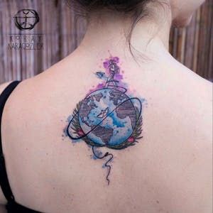 Plane Watercolor, Globe Tattoo, Sam Tattoo, Skin Color Tattoos, Colour Tattoo For Women, Globe Tattoos, Tattoo Time, Sun Tattoos, Book Tattoo