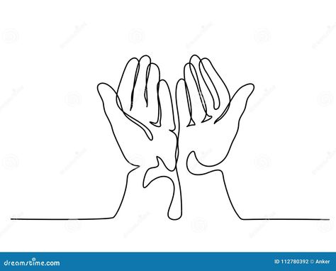 Continuous line drawing. Hands palms together praying. Vector illustration Line Drawing Hands, Line Art Inspiration, Drawing Hands, Hand Palm, Continuous Line Drawing, Outline Art, Continuous Line, Source Of Inspiration, Line Drawing