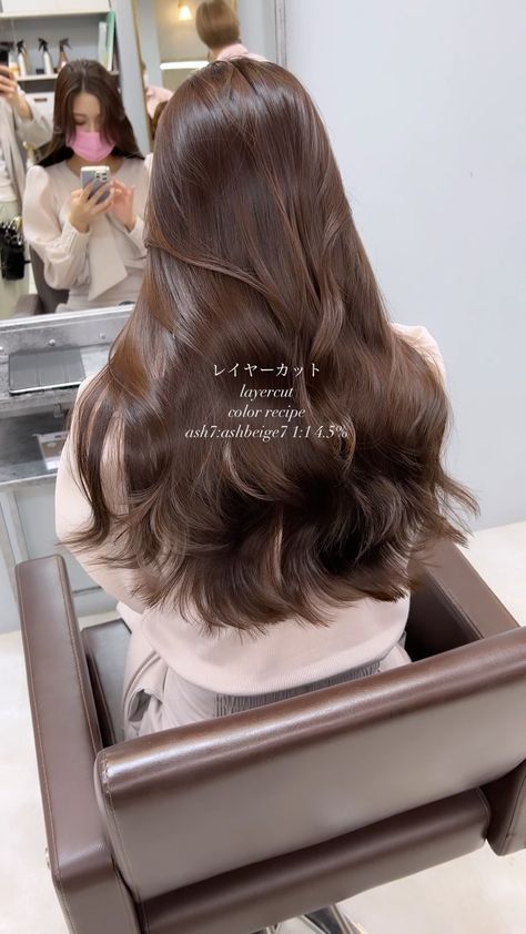 Korean Pink Brown Hair, Dark Brown Korean Hair, Green Tea Hair Color, Brown Asian Hair Color, Asian Chocolate Brown Hair, Korean Brown Hair Color, Asian Dark Brown Hair, Asian Hair Color Ideas Korean, Dark Brown Asian Hair