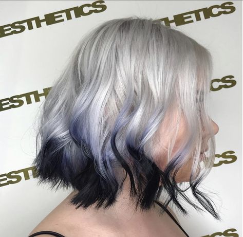 Reverse Ombre Hair Short, Grey Platinum Hair, Dip Dyed Hair, Hombre Hair, Reverse Ombre Hair, Black Hair Ombre, Reverse Ombre, Ombre Bob, Grey White Hair