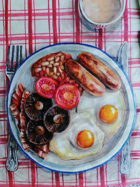 Food Sketch, Food Illustration Art, Drawing Table, Illustration Food, Colored Pencil Drawing, Food Drawing, Color Pencil Drawing, Color Pencil, Food Illustrations