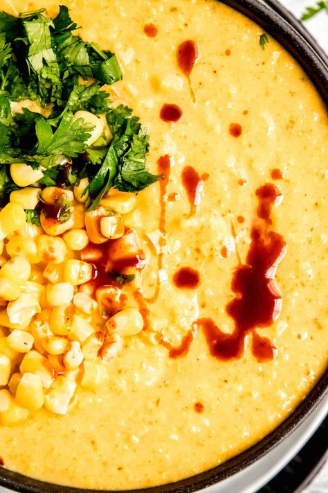 Whip up this easy and budget-friendly Copycat Panera Mexican Street Corn Chowder! Packed with sweet corn, creamy cheese, and a mix of peppers in a potato-thickened broth. Quick, cost-effective, and delicious, it’s the perfect summer soup. Serve with roasted chile cheddar cornbread for a heavenly match. Dive into the full recipe for a flavorful, waste-free meal that costs less than $1 per bowl! Panera Mexican Street Corn Chowder, Panera Corn Chowder Recipe, Mexican Street Corn Chowder, Street Corn Chowder, Easy Corn Chowder, Cheddar Cornbread, Copycat Panera, Corn Chowder Recipe, Summer Soup