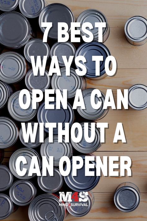 How to open a can without a can opener How To Open Can Without Can Opener, How To Open A Can Without A Can Opener, Long Term Food Storage, Can Openers, Diy Cans, Canned Food, Survival Skills, Can Opener, Business Cards