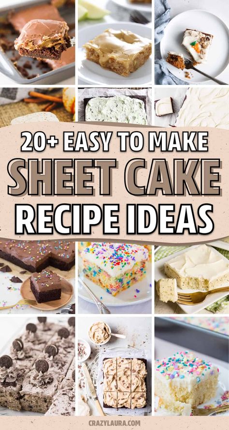 Looking for delicious and easy desserts to bake? Try these amazing sheet cake recipes that will leave you wanting more! Easy Sheet Desserts, Sheet Pan Treats, Easy Cakes For Bake Sale, 8 Desserts In One Sheet Pan, Gluten Free Sheet Cake Recipes, 9 By 13 Desserts, Fall Sheet Pan Desserts, Tray Bake Recipes Dessert, Sheet Cake Desserts For A Crowd