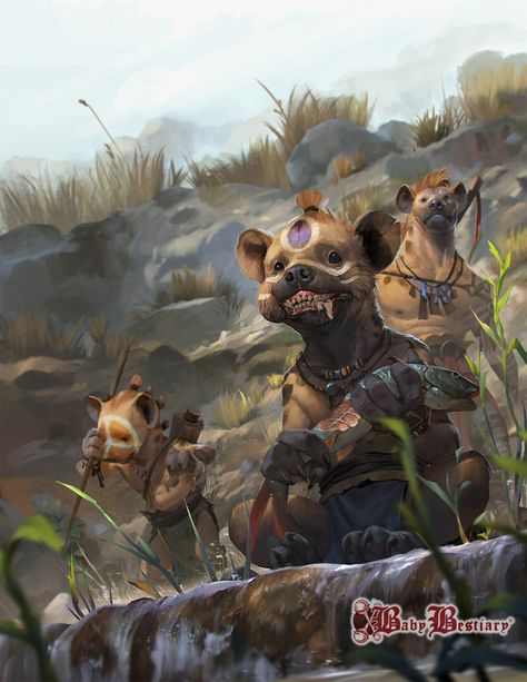 ArtStation - Hunting for lunch, Rudy Siswanto Gnoll Character Art, Fantasy Beasts, Fantasy Races, Fantasy Monster, Creature Concept Art, Arte Fantasy, Fantasy Rpg, Monster Art, Creature Concept