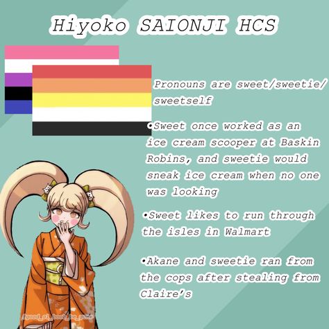 Back flag is Genderfluid, the front flag is Lithosexual :D Danganronpa Hcs, Headcanons Ideas, Character Scenarios, Quiz Website, Danganronpa Headcanons, Character Headcanons, Pink Summer Nails, Ice Cream Scooper, Student Christmas Gifts