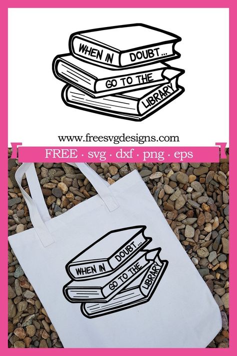 Library Bag Svg, Flour Sack Crafts, Free Svg Images, Svg Images For Cricut, Images For Cricut, Library Book Bag, Library Tote Bag, Cricut Svg Files Free, Silhouette Cameo Crafts