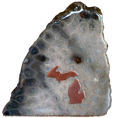 Keweenaw Gem and Gift Inc Hand Crafted Petoskey Stone Decorated with Copper Full Michigan  Small *** Learn more home decor by visiting the image link. Small Home Kitchen, Michigan Gifts, Petoskey Stone, Stone Crafts, Stone Decor, Decor Accents, Office Table, Metal Crafts, Michigan State