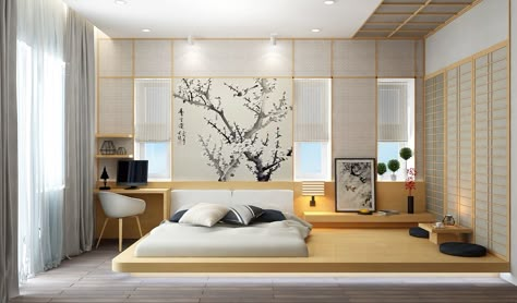 Minimalism has long been a popular look for social areas of the home, but the rising popularity of low-profile beds and greyscale color palettes indicates that Japanese Style Bedroom, Minimalist Dekor, Japanese Bedroom, Minimal Bedroom, Modern Minimalist Bedroom, Industrial Bedroom, Minimalist Bedroom Design, Interior Minimalista, Dekorasi Kamar Tidur