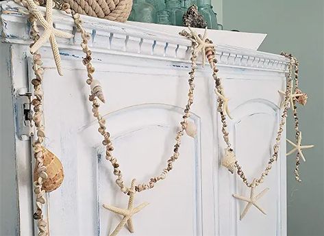 Amazon.com : beach garland Hanging Shells, Seashell Garland, Coastal Wedding Decor, Shell Garland, Seashell Wedding, Cottage Coastal, Nautical Christmas, Plans Architecture, Plans House