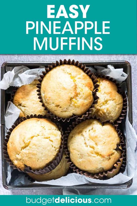 Pineapple Breakfast, Pineapple Muffins, Cake Mix Muffins, School Lunch Boxes, Spinach Muffins, Coconut Muffins, Pineapple Recipes, Delicious Appetizer Recipes, Homemade Muffins