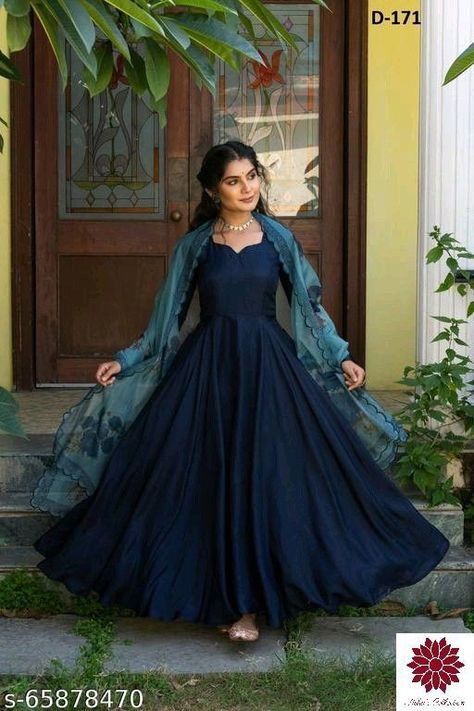 Dress With Dupatta, Gown Dress Party Wear, Maxi Dress Styles, Simple Frock Design, Long Frock Designs, Printed Organza, Long Gown Design, Simple Frocks, Anarkali Dress Pattern