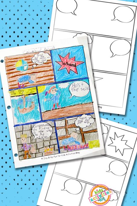 Comic Book Templates Free Kids Printable Comic Strip Template, Comic Book Template, Create A Comic, Book Templates, Elementary Activities, Comic Book Pages, Printable Activities For Kids, Ebook Template, Superhero Theme