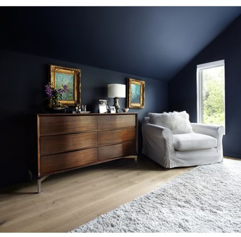 Blue Ceiling Bedroom, Low Ceiling Bedroom, Dark Blue Bedrooms, Dark Ceiling, Knee Wall, Dark Blue Walls, Blue Ceilings, Loft Room, Wall Bedroom