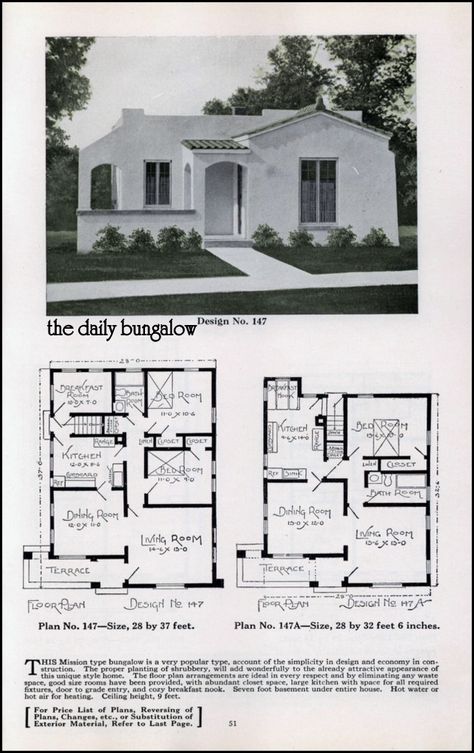 Small Spanish Style Homes House Plans, Spanish Bungalow House Plans, Small Colonial House Plans, Spanish House Plans, Spanish Bungalow, Colonial House Plans, Simple House Plans, Vintage House Plans, Bungalow House