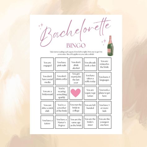 Bachelorette Bingo Game Cards, Bachelorette Party, Editable Bridal Bingo, Bridal Shower Games, Drink If, Bachelorette Games, Party Games Bachelorette Party Bingo, Bachelorette Bingo, Free Bingo Cards, Drink If, Bingo Template, Bridal Bingo, Games Party, Word Fonts, Bachelorette Games