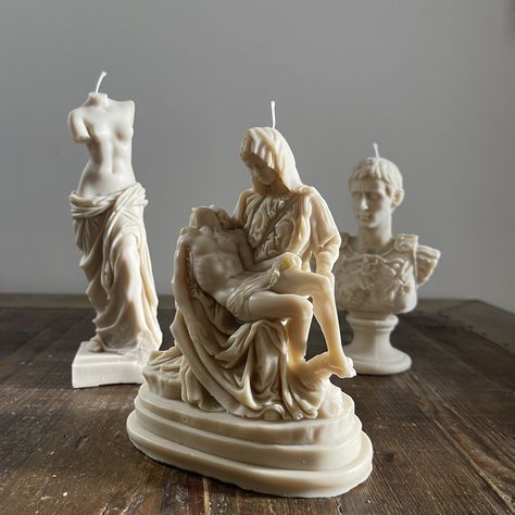 Random Room Decor, Candle Making Aesthetic, Decorating With Candles, Classical Sculptures, Make Wish, Royal Candles, Famous Sculpture, Candle Unique, Candle Sculpture