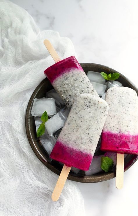 Dragon Fruit Popsicles | Sliced Ginger Sliced Ginger, Dragonfruit Recipes, Lemonade Popsicles, Red Dragon Fruit, Desserts Table, Ginger Lemonade, Fruit Popsicles, Fruit Ice Cream, Homemade Popsicles