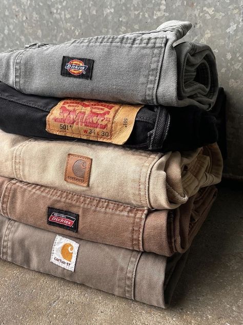 #fashion #mensclothing #mens #mensfashion #levi #levis #dickies #carhartt #clothing #shopping Dickies Outfit, Thrift Manifestation, Dickies Clothing, Thrift Board, Carhartt Jeans, Room Stuff, Denim Wear, Mens Casual Dress Outfits, Guys Clothing Styles