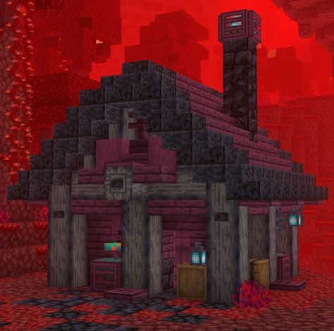 Minecraft Nether House Design, Minecraft Nether Shop Ideas, Nether Houses Minecraft, Nether Hub Design Minecraft Simple, Nether Brick House Minecraft, Minecraft Nether Builds Ideas, Minecraft Houses Nether, Minecraft Nether House Ideas, Nether House Ideas