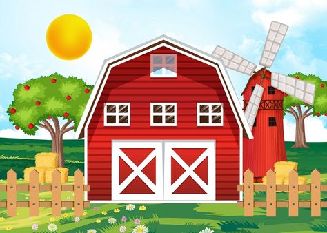 Barnyard Backdrop, Kids Birthday Backdrop, Red Barn Photos, Farm Backdrop, Barn Backdrop, Animal Theme Birthday, Farm Animals Theme, Barnyard Party, Happy Farm