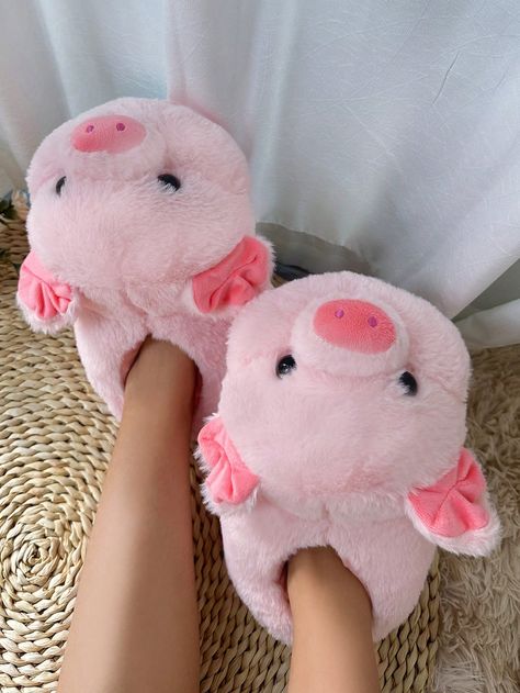 Pink  Collar     Embellished   Women Shoes Pig Slippers, Summer Graduation Dress, Fur Sliders, Cute Piggies, Home Slippers, Rose Bonbon, Warm Shoes, Warm Slippers, Occasion Shoes