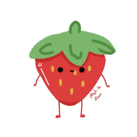 Strawberry Drawing Simple, Cute Strawberry Drawing, Stickers Drawing, Strawberry Pictures, Strawberry Drawing, Draw Music, Animation Portfolio, Tie Dye Ideas, Whimsy Art