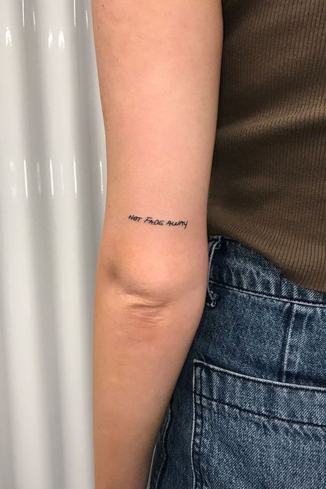 Text Tattoo Arm, Word Tattoo Placements, Ephemeral Tattoo, Tattoo Placement Arm, Real Tattoos, Text Tattoo, Real Tattoo, Little Tattoos, Word Tattoos