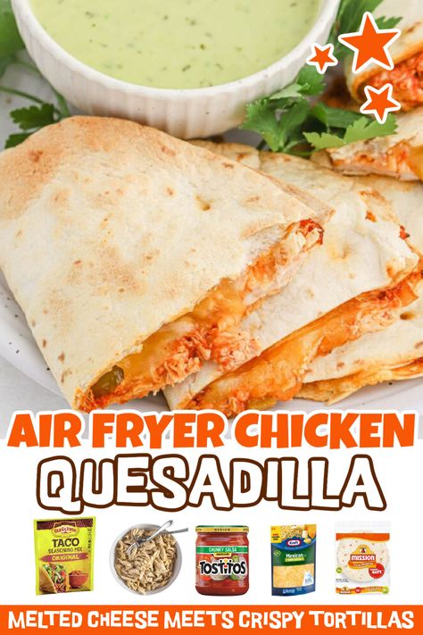 Air Fryer Chicken Quesadilla Recipes, Air Fry Quesadilla, Chicken Quesadillas Air Fryer, Air Fryer Chicken Quesadilla, Air Fryer Quesadillas, Canned Chicken Quesadilla, Air Fryer Quesadilla, Chicken Quesadillas Easy, Easy Chicken Quesadilla Recipe