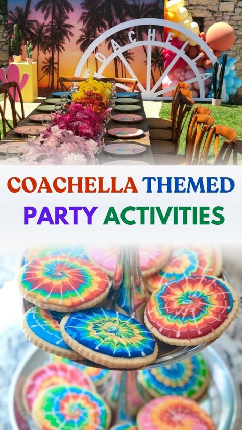 Turn your backyard into a Coachella food truck extravaganza! Think gourmet tacos, sliders, and ice cream sandwiches for a festival-inspired feast. Food Trucks, Summer Party Ideas, Festival Food Backyard Festival Party, Coachella Kids Birthday Party, Music Festival Activities, Coachella Camping Setup, Kids Festival Party Ideas, Festival Birthday Party Ideas, Kidchella Party Ideas, Festival Themed Birthday Party, Coachella Party Decorations