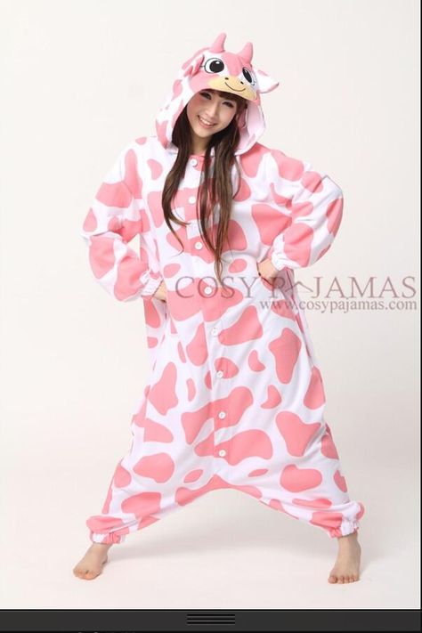 Cutee Cow Onesie, Cow Halloween Costume, Animal Onesies, Pajama Costume, Cow Costume, Onesie Costumes, Cute Onesies, Animal Onesie, Strawberry Cow