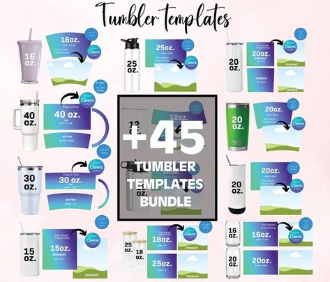 Tumbler Templates Bundle, 40oz Tumbler Template, 20oz and 30oz Tumbler Template, Maars, Makerflo, Yeti, PYD Life Tumbler Templates, Canva - Etsy Lithuania Tumblers Epoxy, Canva Etsy, Tumbler Wrap Template, Sublimacion Ideas, Yeti Tumbler, Epoxy Tumblers, Tumbler Template, Sticker Template, Tumbler Cups Diy