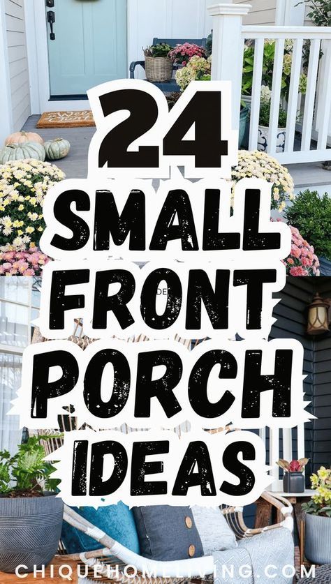 Transforming your small front porch into a summer oasis? Explore these 24 small front porch decor ideas to copy this summer, where every detail brings warmth and charm to your outdoor space. From colorful planters to cozy seating arrangements, each idea promises to maximize your porch's potential and create a welcoming retreat for lazy summer days and breezy evenings Small House Porch Ideas, Very Small Porch Ideas, Front Porch Garden Ideas Landscaping, Small Front Patio Ideas Curb Appeal, Decorating Small Porch Ideas, Easy Front Porch Decor, Decorate Porch Ideas, Tiny Front Porch Decorating Ideas, Small Front Porch Flower Pot Ideas