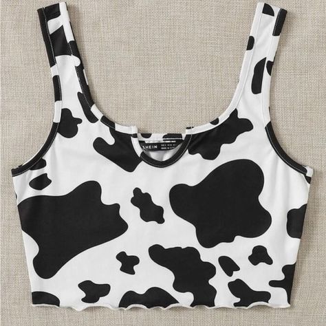 Never Worn. Small Cow Print Top. Fits Well. Y2k Egirl, Cow Outfits, Crop Top Women, Womens Camisoles, Milk Cow, Sleeveless Tee, Crop Top Outfits, Cute Comfy Outfits, Tween Outfits