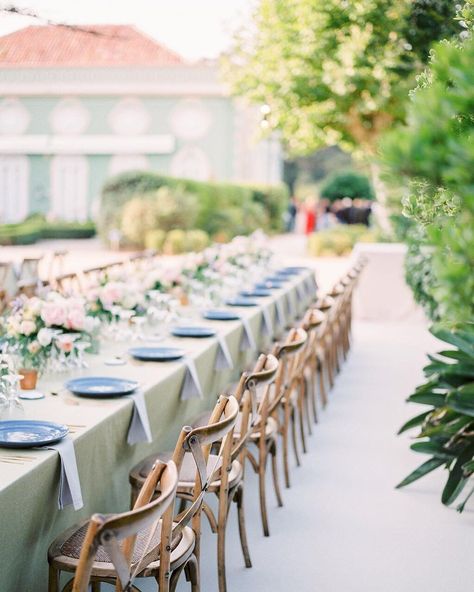 Portugal - Wedding Planner Co. on Instagram: “The long table settings were dressed in pistachio green linen which matched the facade of the villa. The tablescape was styled with…” Pistachio Color, Portugal Wedding, Pistachio Green, Long Table, Table Linen, Summer Night, Pistachio, Perfect Summer, Garden Party