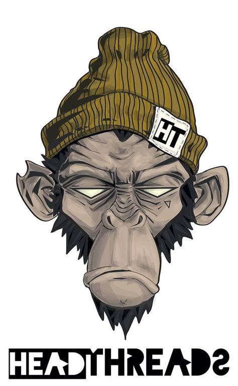 'Head Threads' monkey illustration by Jessie Orgee: Monkey Illustration, Arte Doodle, Monkey Art, Graffiti Characters, Dope Art, Art And Illustration, Skull Art, A Drawing, Graffiti Art