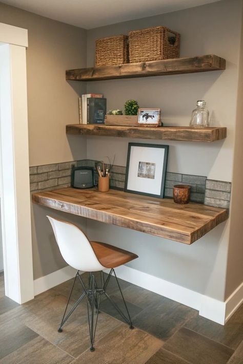 "Maximize your workspace with a DIY Floating Desk! 🛠️💻 Perfect for creating a sleek, modern desk that saves space and adds style. 🌟✨ #FloatingDesk #DIYProjects #WorkspaceDesign" Office Tv Room Combo, Home Office Tv Room Combo, Floating Desk Diy, Floating Desk Ideas, Diy Floating Desk, Craft Room Closet, Desk Diy, Upstairs Loft, Floating Desk