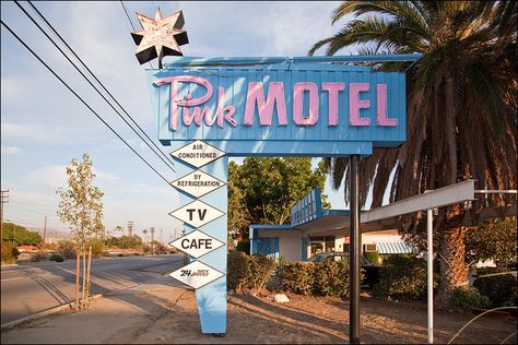 Pink Motel  9457 San Fernando rd  Sun Valley, Ca. 91352 2014 Tumblr Aesthetic Grunge, Pink Motel, Midcentury Architecture, Japanese Film, Valley Girls, Brand Color Palette, Sun Valley, Blue Hydrangea, Everything Pink