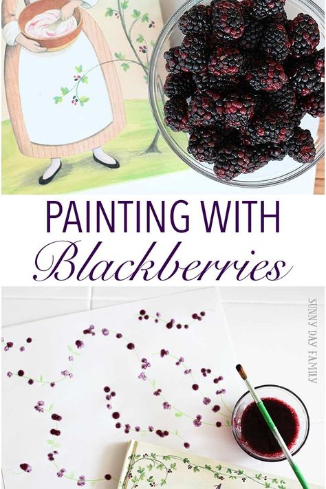 Paint with fresh blackberries! A fun craft for kids that's perfect for berry season. Inspired by the new children's book A Fine Dessert, this is the perfect table craft for June's Family Dinner Book Club. You have to see how it turns out! Farm To Table Activities For Kids, Summer Art Activities, Woodland Activities, Blackberry Juice, Montessori Resources, Fruit Crafts, Crafts By Season, Nature Craft, Hobbies For Women