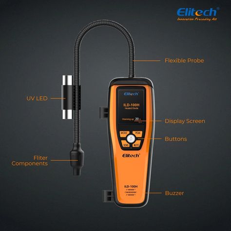 ✨Elitech hot sale leak detector ILD-100H✨ This is a heated diode leak detector that can detect all halogenated refrigerants😍 It offers superior sensitivity and accuracy in detecting refrigerant leaks. Got questions? Our knowledgeable support team is here to assist you. Contact us at support@elitechus.com #Elitech #HVACRtools #LeakDetector #RefrigerantLeakDetection #AirConditioning #AutomotiveAC #QualityTools #Efficiency #Reliability Water Leak Detector, Radiation Detector, Metal Detectors For Sale, Garrett Metal Detectors, Radar Detector, Diode, Support Team, Contact Us, Hot Sale