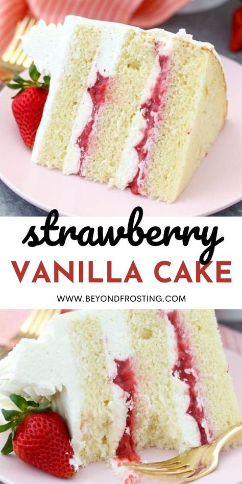 Strawberry Mascarpone Cake, Strawberry Mascarpone, Mascarpone Whipped Cream, Mascarpone Cake, Strawberry Layer Cakes, Strawberry Vanilla Cake, Strawberry Cake Filling, Strawberry Cream Cakes, Moist Vanilla Cake